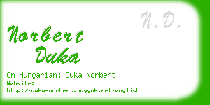 norbert duka business card